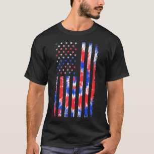 Usa Flag Red White Blue Gefärbte Krawatte 4th Uly  T-Shirt
