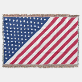 USA Flag Red White Stars Stripes Throw Blanke Decke