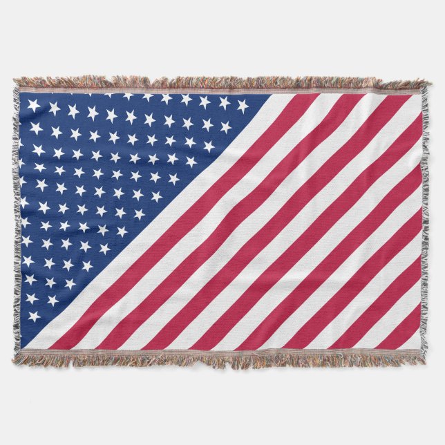 USA Flag Red White Stars Stripes Throw Blanke Decke (Vorderseite)