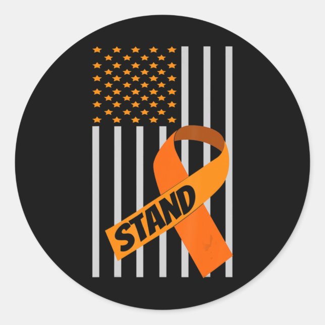 USA Flag Ribbon Leukemia Awareness Family Support Runder Aufkleber (Vorderseite)