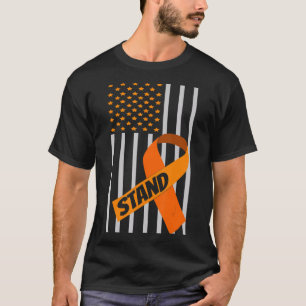 USA Flag Ribbon Leukemia Awareness Family Support T-Shirt