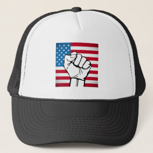 USA Flag Rising Fist Truckerkappe