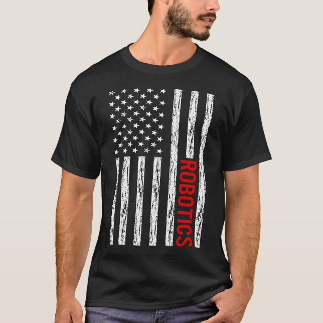 USA Flag Robotics Robot Roboter T-Shirt (Vorderseite)