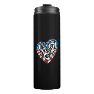 USA Flag Running Heart - American Runner Thermosbecher