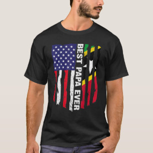 Usa Flag & Saint Kitts und Nevis Flag Best Papa Ev T-Shirt