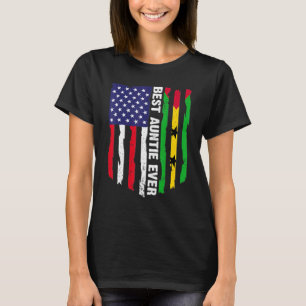 USA Flag & São Tomé und Príncipe Flag Beste Tante T-Shirt