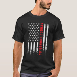 USA Flag School Counselor Guidance 4 T-Shirt