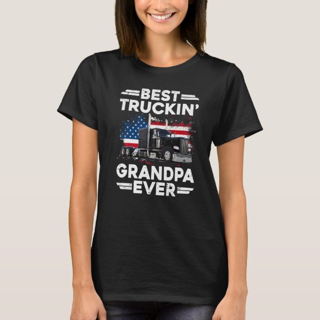 USA Flag Semi Truck Driver  Best Truckin Grandpa E T-Shirt (Vorderseite)
