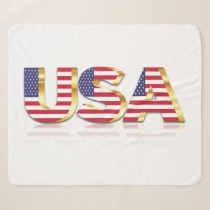 USA Flag Sherpa Blanket USA Sherpadecke