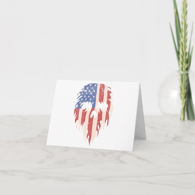USA Flag Skull Beard | Beängstigendes Patriotische Dankeskarte (Vorderseite)