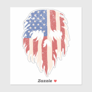 USA Flag Skull Beard | Distressed Patriotic Design Aufkleber