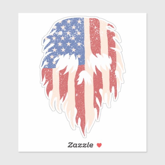 USA Flag Skull Beard | Distressed Patriotic Design Aufkleber (Blatt)