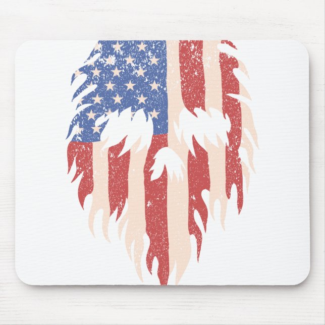 USA Flag Skull Beard | Distressed Patriotic Design Mousepad (Vorne)