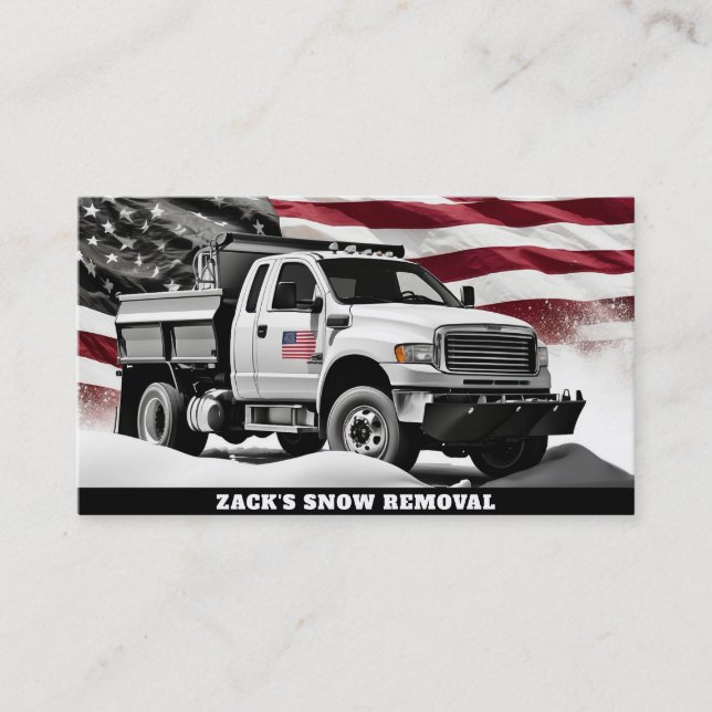 *~* USA Flag Snow Removal Truck AP74 Patriotic Visitenkarte (Vorderseite)