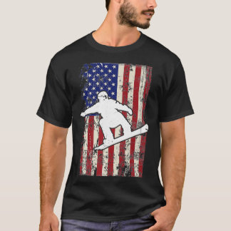 USA Flag Snowboarding American Snowboarder T-Shirt