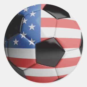 USA Flag Soccer Ball Runder Aufkleber