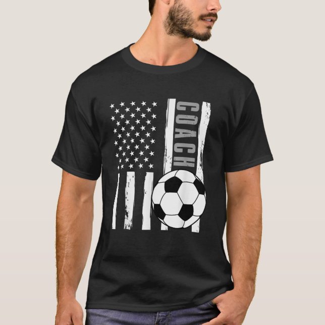 USA Flag Soccer Coach Funny Soccer Trainer America T-Shirt (Vorderseite)
