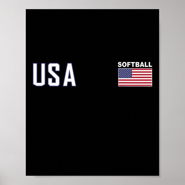 Usa Flag Softll Team Equipment Women Men Softll  Poster (Vorne)