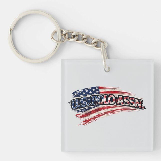USA Flag Square Keychain Schlüsselanhänger (Vorderseite)