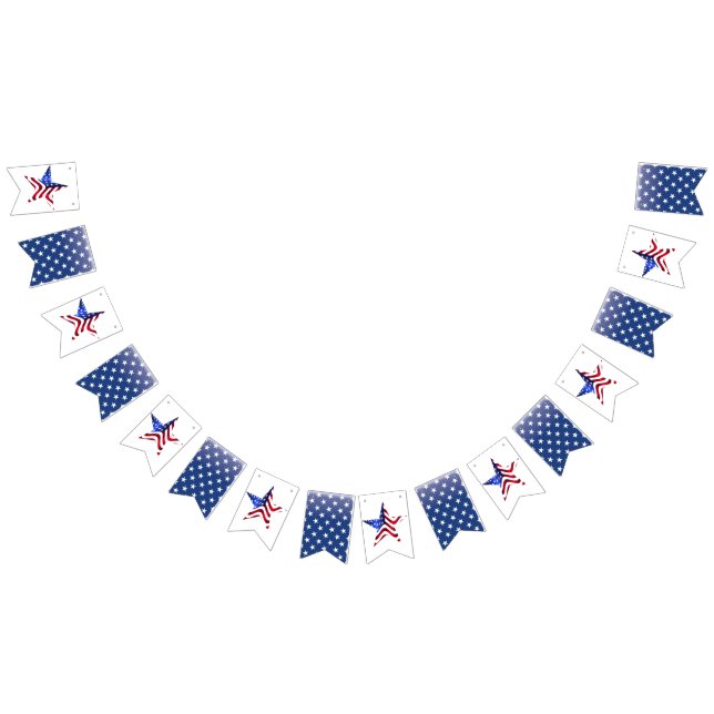 USA Flag, Star, Blue & White Star Jagd Wimpelkette (Alle)