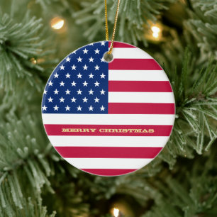 USA Flag Stars Stripes America Patriotische Weihna Keramik Ornament