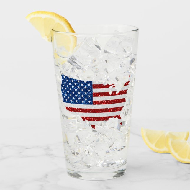 USA Flag Stars & Strips 4. Juli Glitzer Glas (Vorderseite Ice)