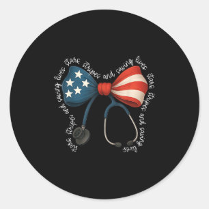 Usa Flag Stethoscope Coquette Bow 4. Juli Rn N Runder Aufkleber