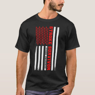 Usa Flag Stroke Survivor Stroke Awareness Ribbon T-Shirt