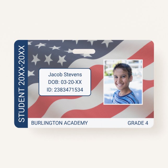 USA Flag Student ID Homeschoor oder Privatschule Ausweis (Vorderseite)