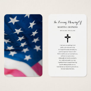 Usa Flag Sympathy Funeral Memorial Prayer Cards