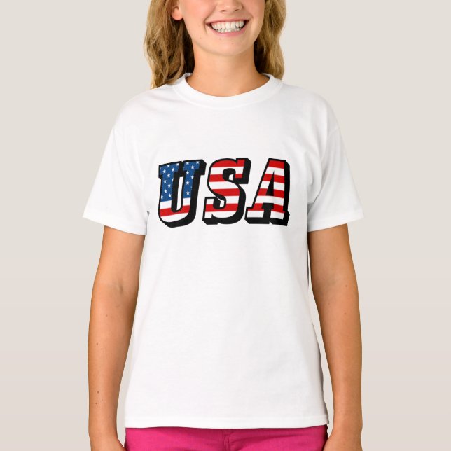 USA Flag Text Hooded Sweatshirt (Vorderseite)