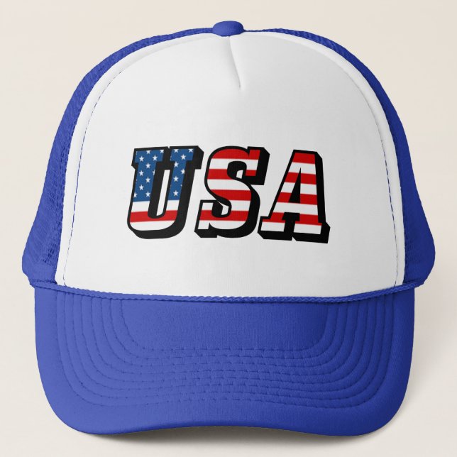 USA Flag Text Truckerkappe (Vorderseite)