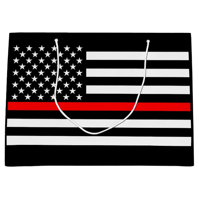 USA Flag The Thin Red Line Theme on a a Große Geschenktüte (Vorderseite)
