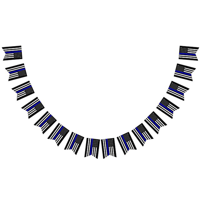 USA Flag Thin Blue Line Memorial Symbolic on Wimpelkette (Alle)
