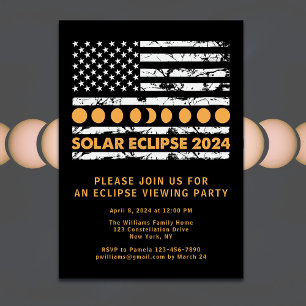 USA Flag Total Solar Eclipse 4/8/24 Viewing Party Einladung