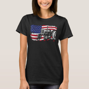 USA Flag Tractor Barnyard Harvest Farm Barclay T-Shirt