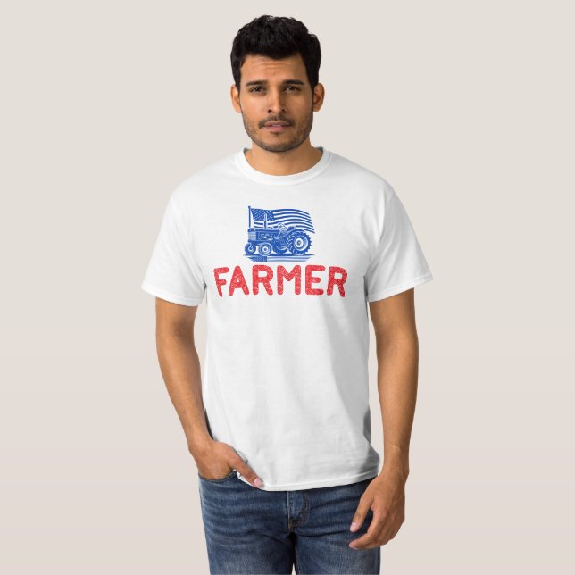 USA Flag Tractor Bauer T-Shirt (Vorne ganz)