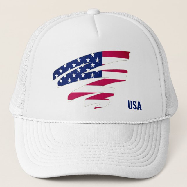 USA Flag Trucker Hat - Patriotic Baseball Cap Truckerkappe (Vorderseite)