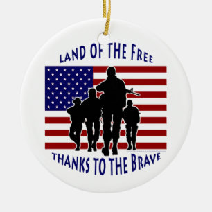USA Flag und Soldaten Silhouette Ornament