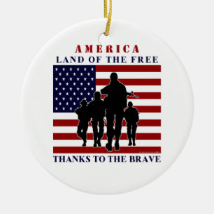 USA Flag und Soldaten Silhouette Ornament