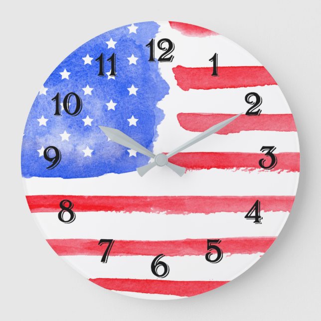 USA Flag US Flagge Große Wanduhr (Vorderseite)