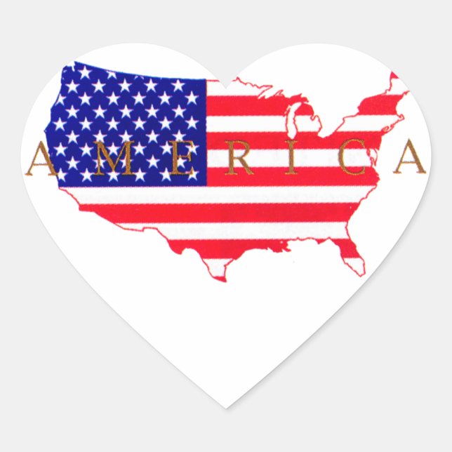 USA Flag - USA Map - Amerika Herz-Aufkleber (Vorderseite)