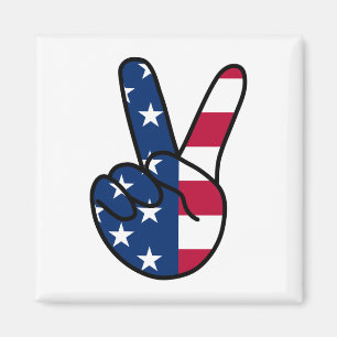 USA Flag V Zeichen Magnet