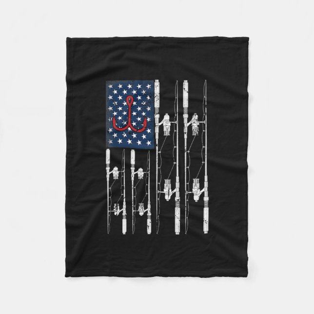 USA Flag Vater Grandpa Vintag Fischen Vater  Fleecedecke (Vorderseite)