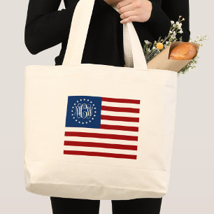 USA Flag Vi Script Monogram W Stars #2 Jumbo Stoffbeutel