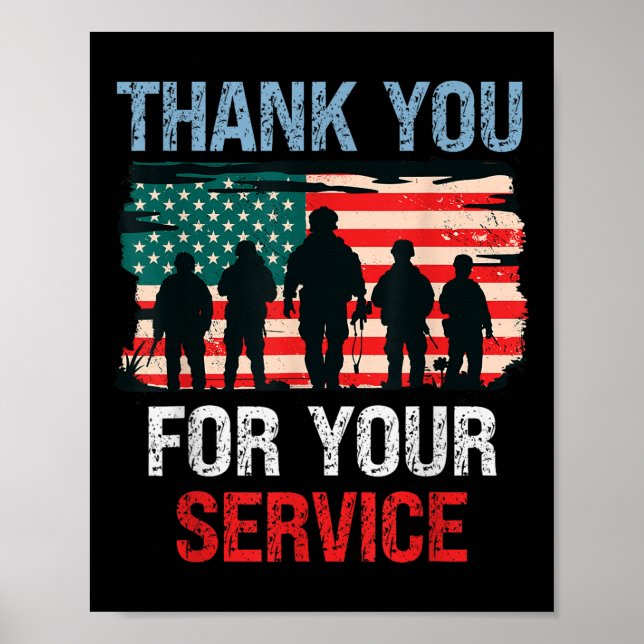 Usa Flag Vielen Dank für Ihren Service - Memorial Poster (Vorne)
