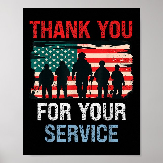 Usa Flag Vielen Dank für Ihren Service - Memorial Poster (Vorne)