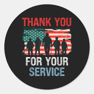 Usa Flag Vielen Dank für Ihren Service - Memorial Runder Aufkleber