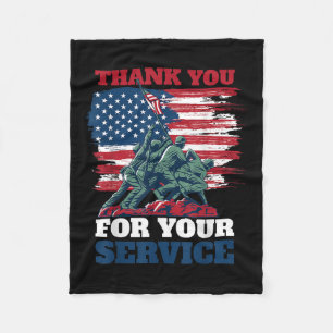 Usa Flag Vielen Dank für Ihren Service - Veteranen Fleecedecke