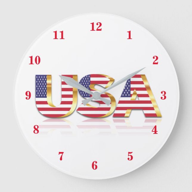USA Flag Wall Clock USA Große Wanduhr (Vorderseite)